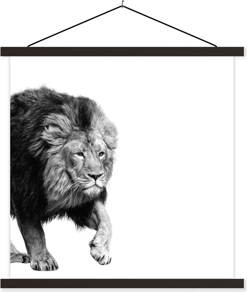 MuchoWow Textilposter Löwe - Tiere - Schwarz - Weiß 40x40 cm mit schwarzem Rahmen - Fotos