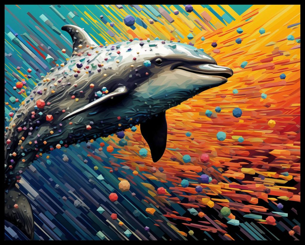 Plakat 76x60,5cm Delfin in der Farbpalette