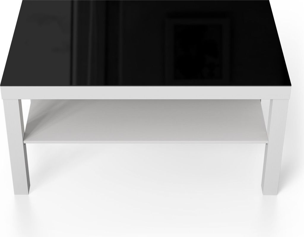 DEQORI Couchtisch 90x55 cm Weiß 'Schwarz' Glas Beistelltisch Glastisch modern