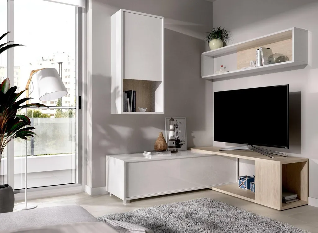 Fortuna Meuble de Salon Blanc Brillant - Ensemble Mural Modulable Chic - 4