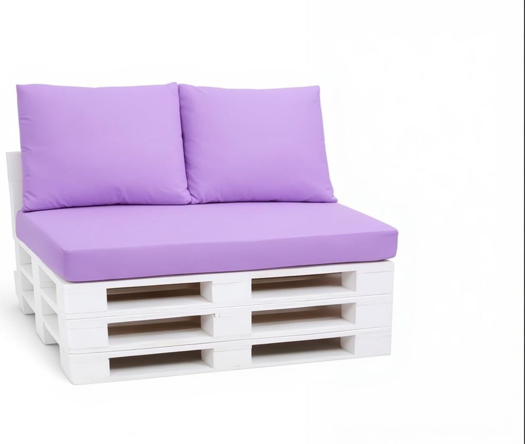 Palettenkissen Set 120 x 50 x 10 cm + 2 x 50 x 40 cm – Sitz- & Rückenkissen, abnehmbare Bezüge, Outdoor geeignet, 3-teilig,Purple