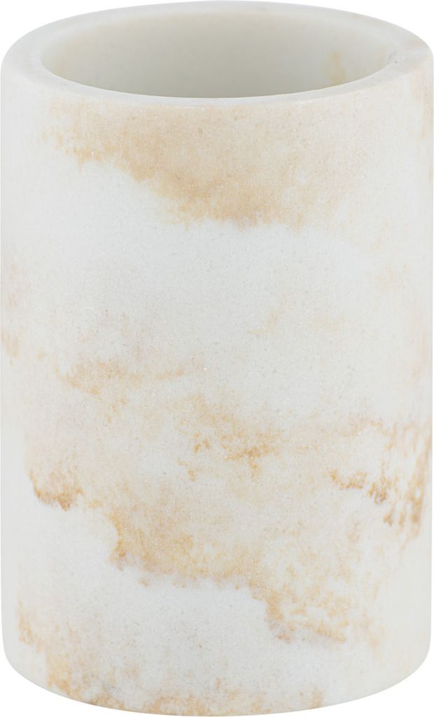WENKO Zahnputz Becher Bürsten Halter Kunstharz Bad Accessoires Marmor ODOS weiß