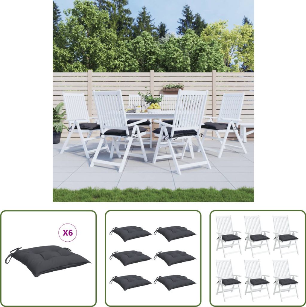 The Living Store Stuhlkissen 6 Stk. Anthrazit 50x50x7 cm Oxford-Gewebe