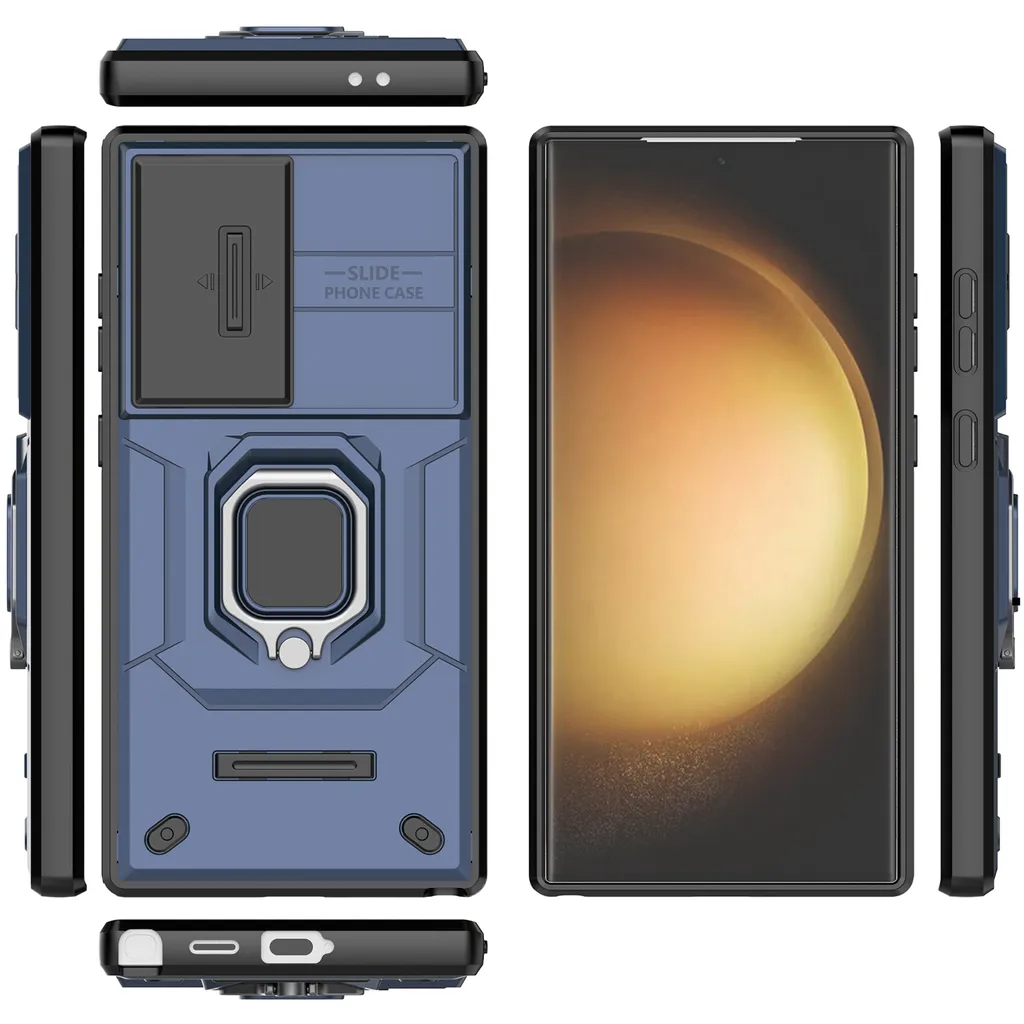 Custodia Rugged S24 Ultra Blu - Tactical Case con Ring Stand - 2