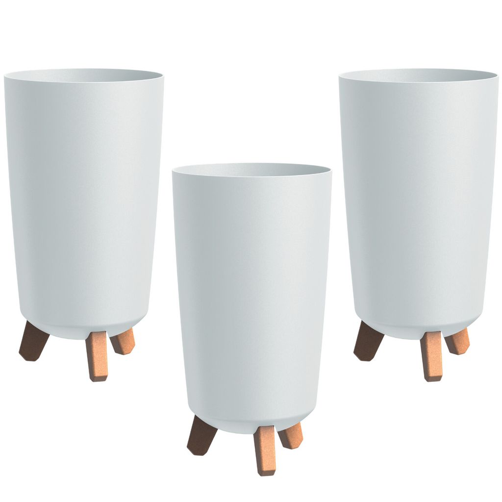 3x Prosperplast Blumentopf Durchmesser 195mm Höhe 365mm auf Beinen weiß Gracia Tubus Slim
