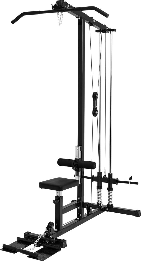 GORILLA SPORTS Latzugturm - Verstellbar, bis 300 kg, 30 mm, inkl. 2 Griffstangen - Latzugstation, Latzugmaschine, Kabelzugturm, Kraftstation, Mul...