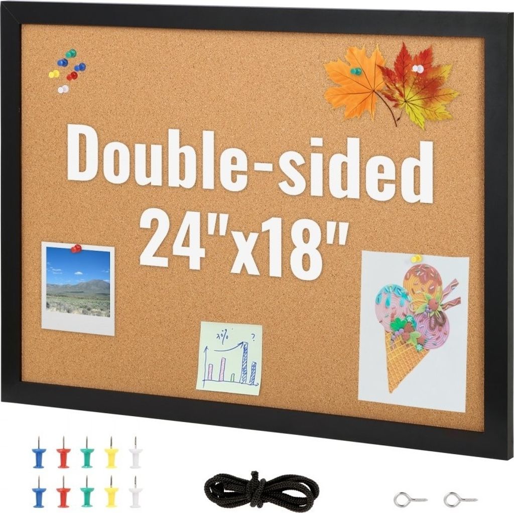 Kork-Pinnwand - 61x45,7 cm - MDF-Aufkleberrahmen - Wandmontage - Praktisch und Stilvoll