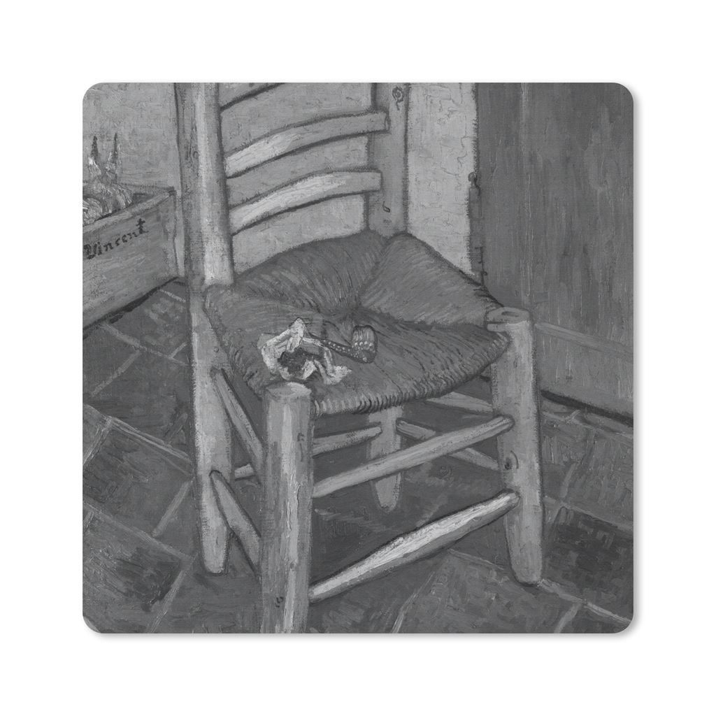 MuchoWow Mauspad Mousepad Van Goghs Stuhl - Vincent van Gogh - Schwarz - Weiß 20x20 cm - Mousepads - Maus Mat - Pad - Mausunterlage - Desk Mat -...