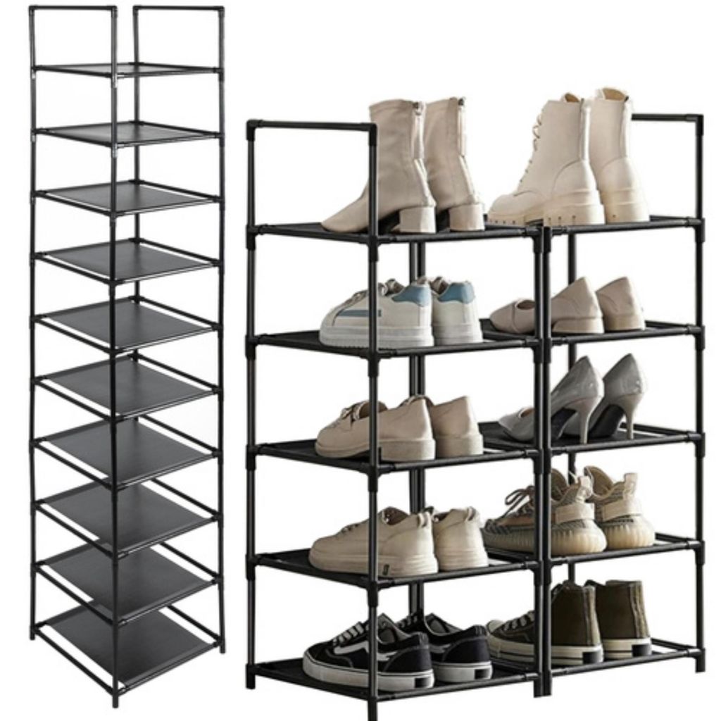 Ruhhy Schuhregal - schwarz - 10-lagig - Metall/Kunststoff - Produktbild 