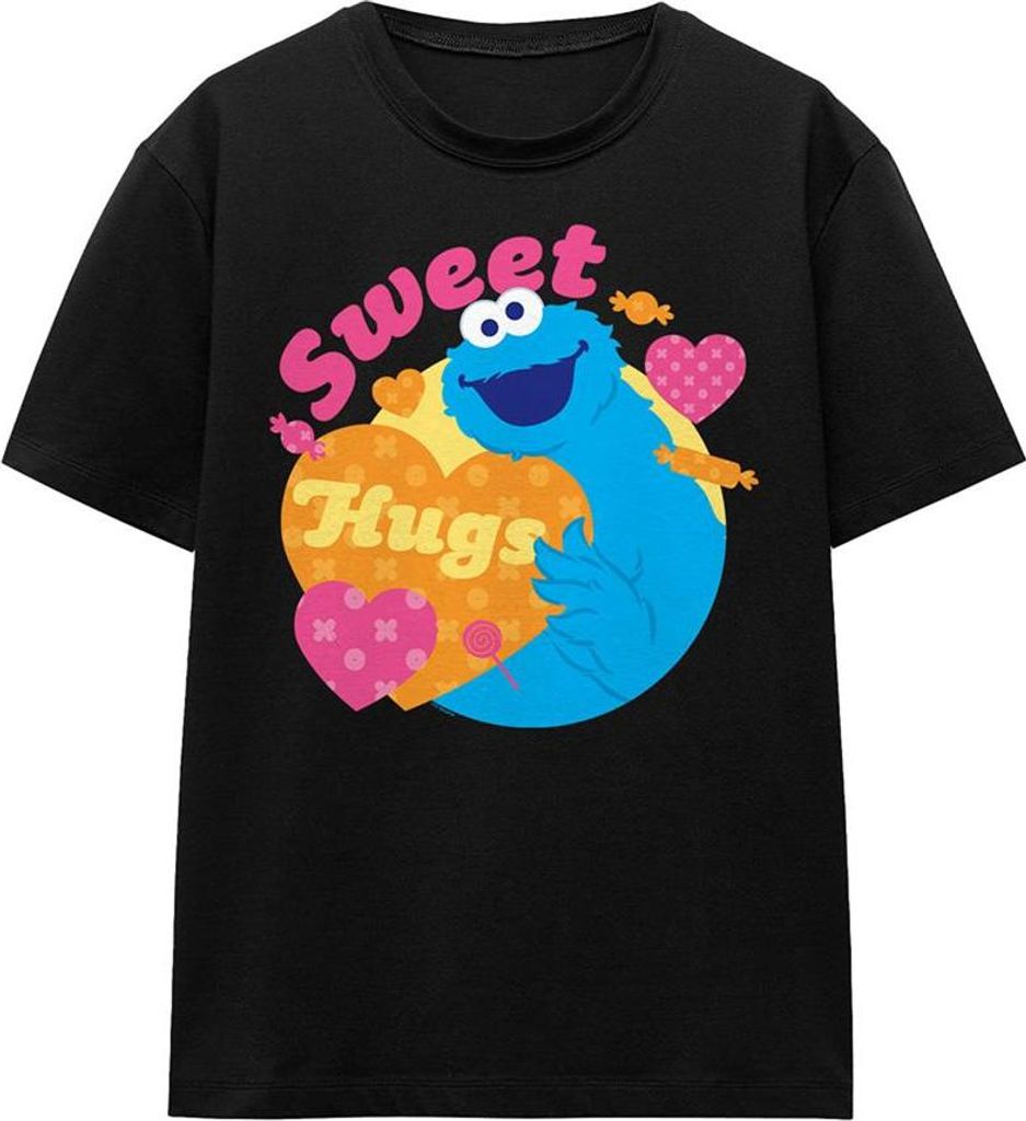 Sesame Street - "Sweet Hugs" T-Shirt für Damen, Valentinstag TV21276 (M) (Schwarz)