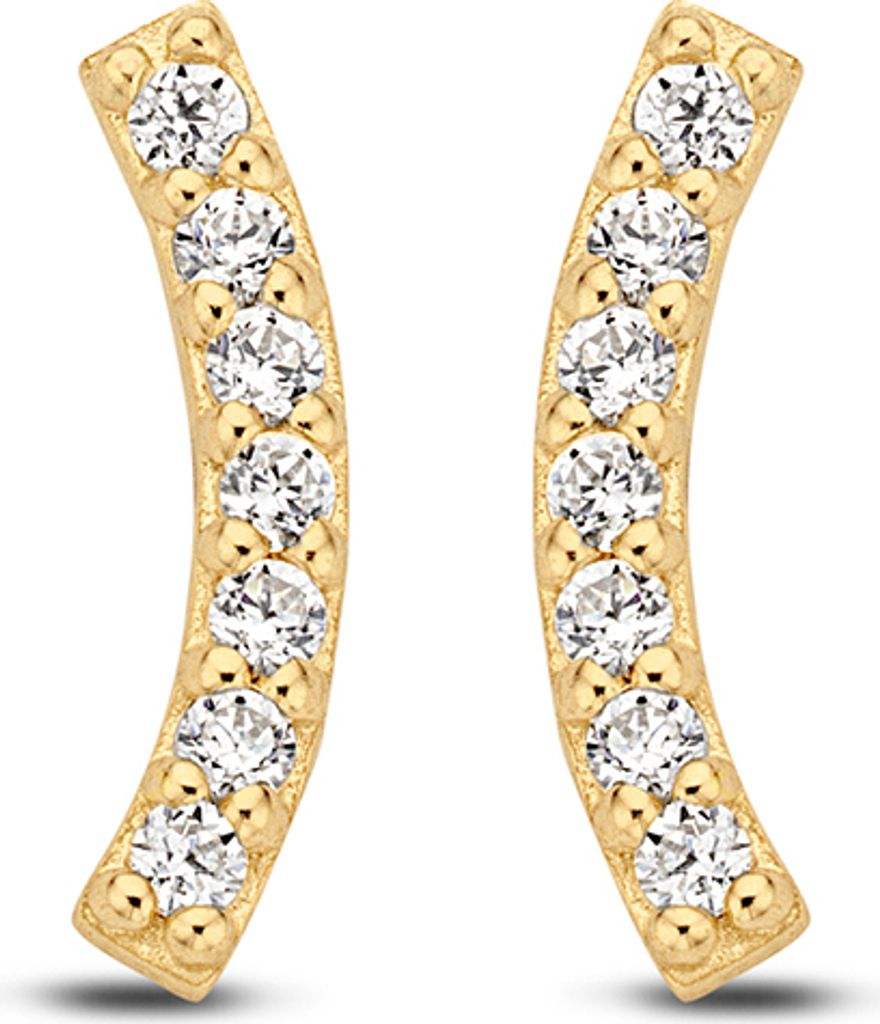 New Bling Goud 9NBG-0093 Oorknop Boogje - Zirkonia - 9mm - Goud