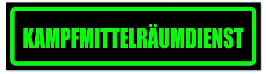 Kiwistar - Autoaufkleber - Grün - Schwarz - 45 x 12 cm - Kampfmittelräumdienst - Hinweis Aufkleber Sticker für Auto, Kfz, Fahrrad, PKW, LKW
