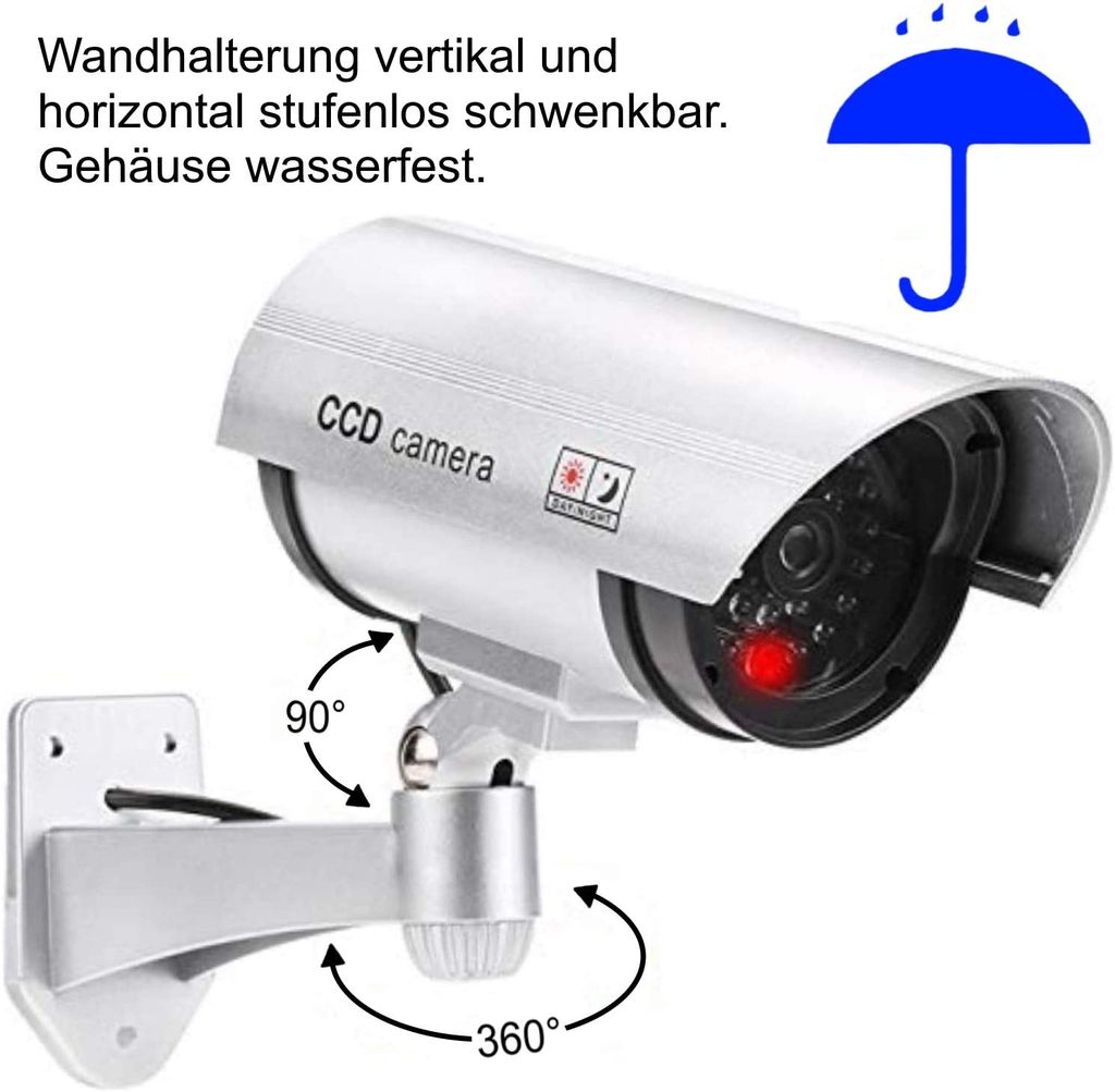 8 x Dummy Kamera im Set CCD Kamera innen und außen Sicherheitskamera mit LED 