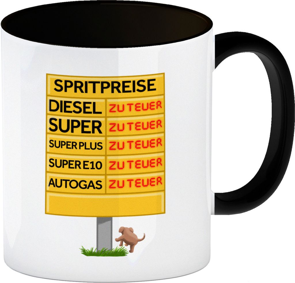 Spritpreise Anzeigetafel Kaffeebecher Schwarz für Autofahrer
