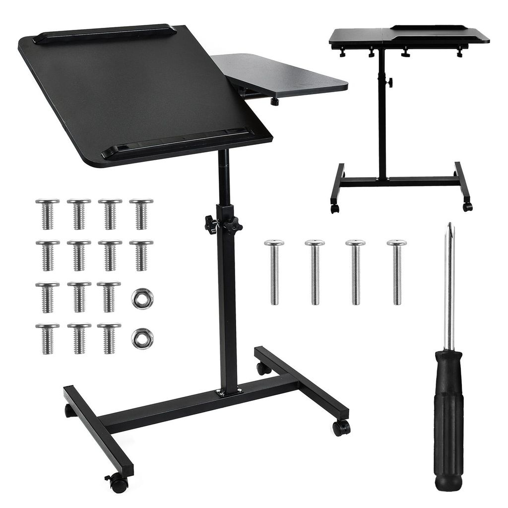 Mobiler Schreibtisch/Laptop-Ständer Maclean schwarz höhenverstellbar 59-89cm max. 30kg MC-121 B