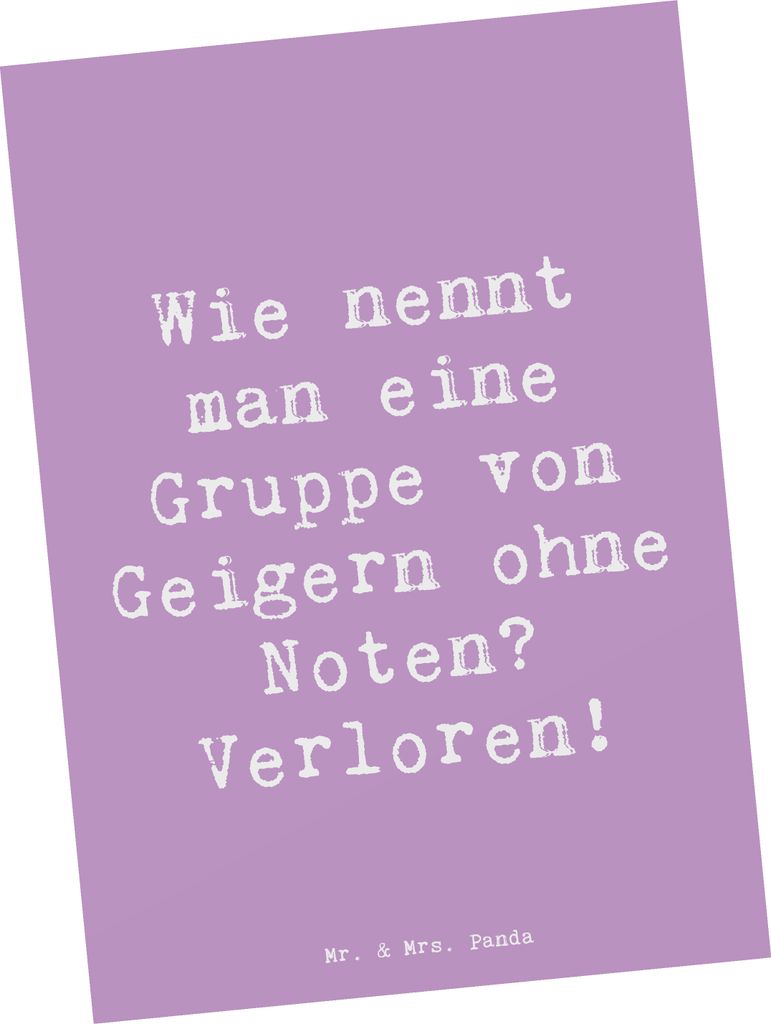 Mr. & Mrs. Panda einzelkarte Spruch Verlorene Geiger - Lavendeltraum - Geschenk, Kunstkarten, Musik, Geige, Geigerwitze, Leidenschaft, Musikhumor, ...