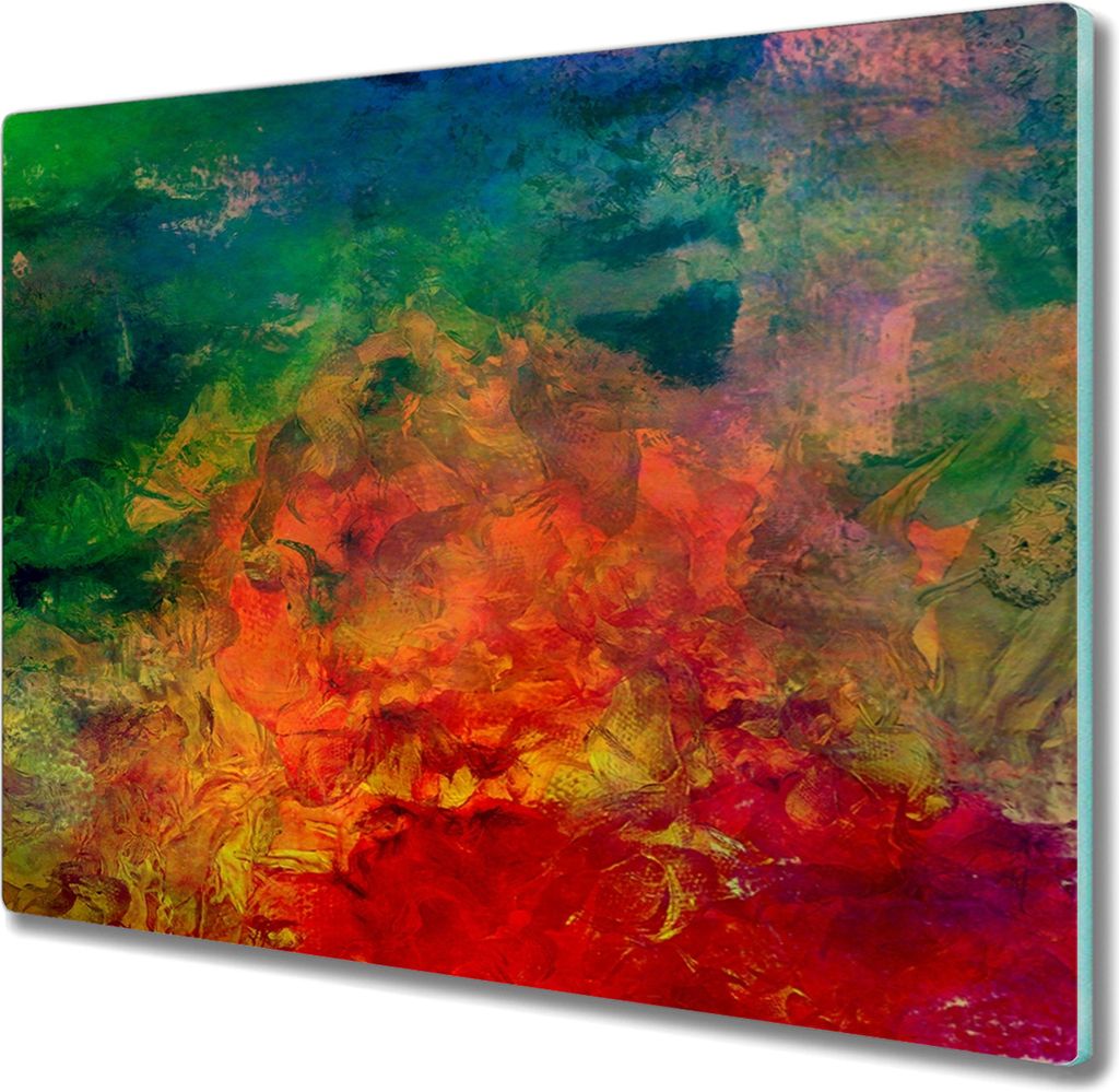 Coloray Kochplattenabdeckung Herdabdeckplatte 60x52 cm Hackbrett Schneidebrett Küchenbrett - bunte Schmierereien