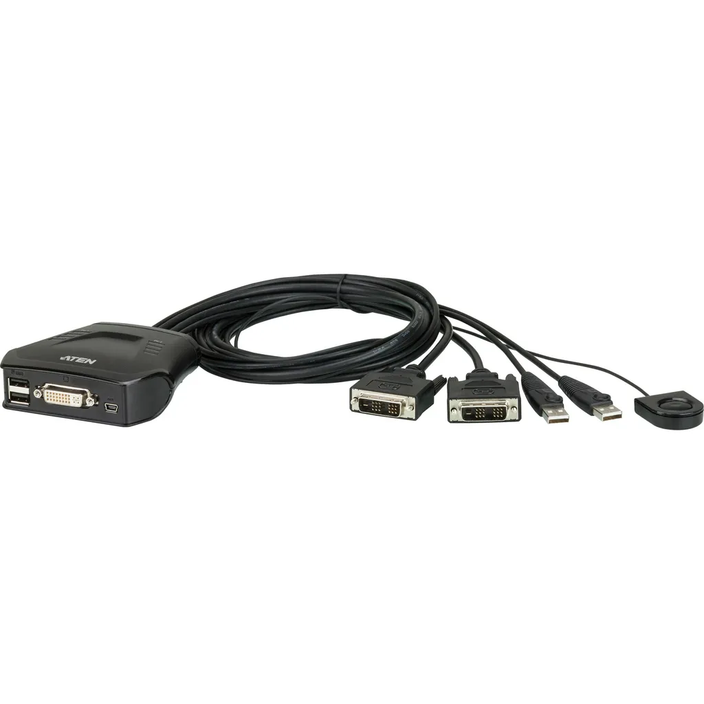 ATEN CS22D Commutateur KVM 2 ports DVI USB avec télécommande filaire