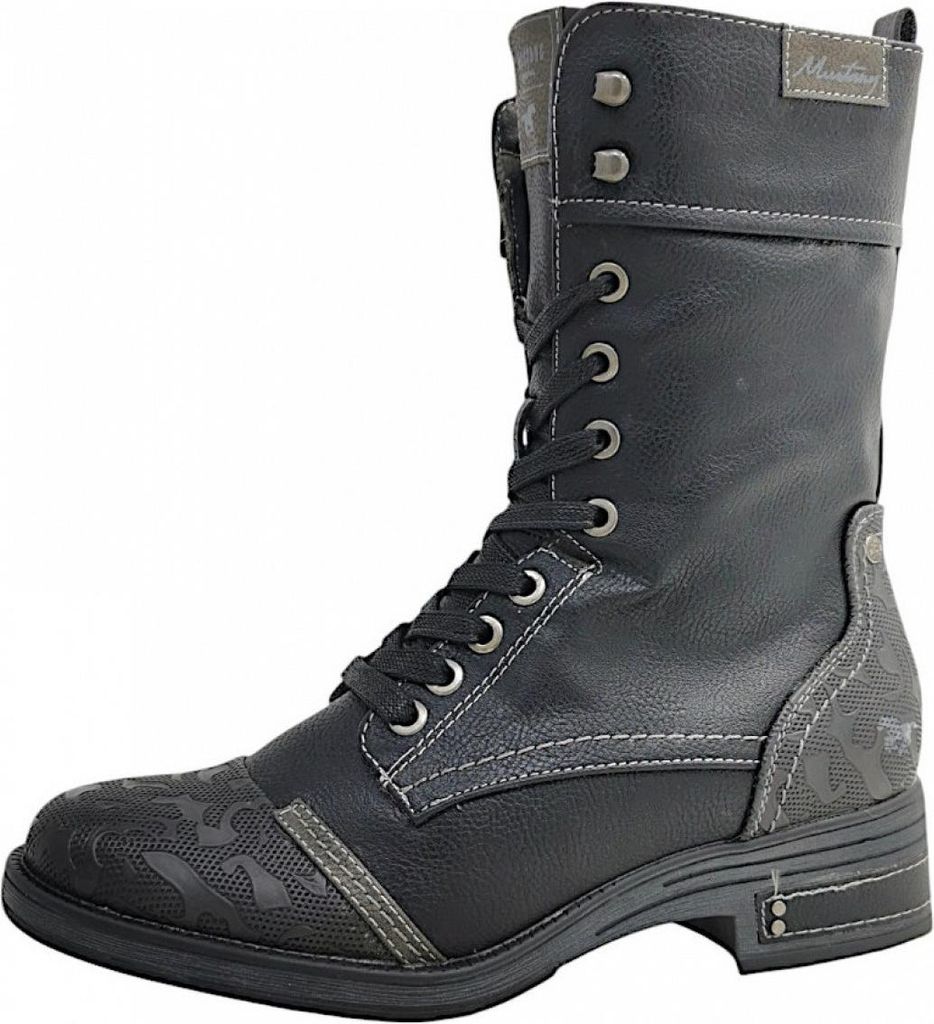 Bottines à lacets noires Mustang pour femmes, chaussures de Image du produit 