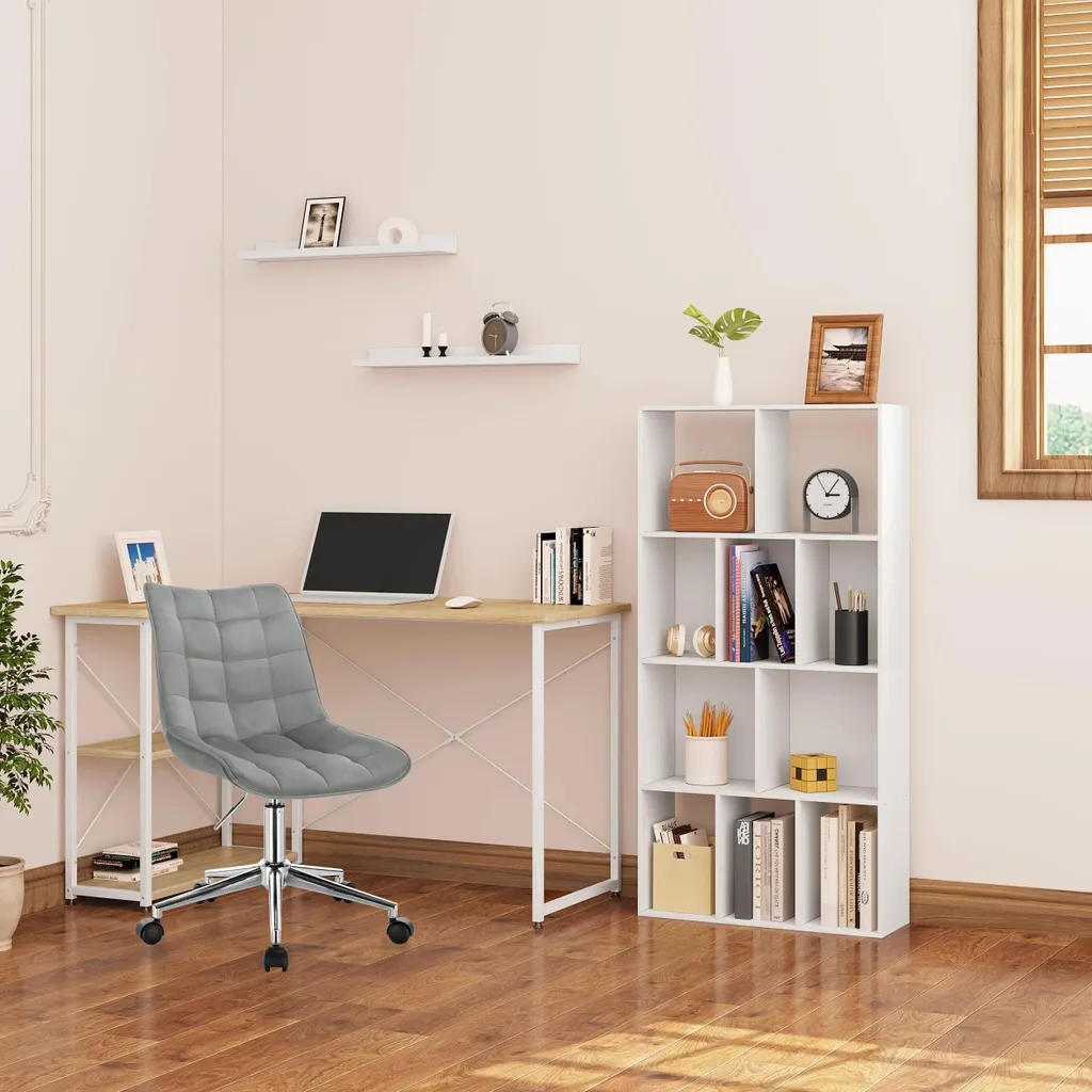 Étagère bibliothèque gain de place pour salon et bureau 10 cases Blanc