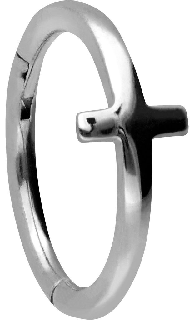 Ohrpiercing, Nasenpiercing, Septum Piercing Chirurgenstahl Segmentring Clicker KREUZ Silber Innendurchmesser: 10 mm