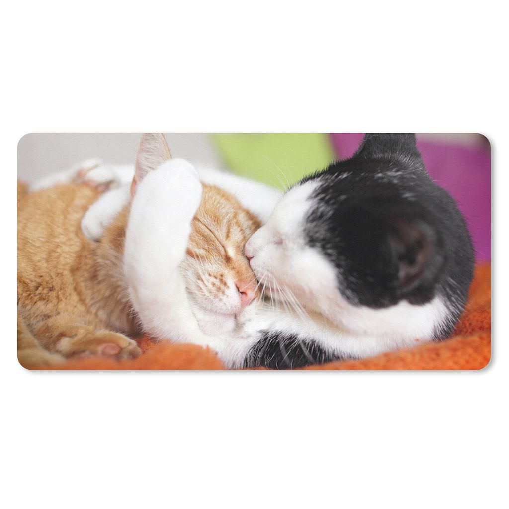 MuchoWow Schreibtischunterlage Katzen - Kuscheltier - Animal Day 80x40 cm - XXL Mauspad - Gaming Mauspad