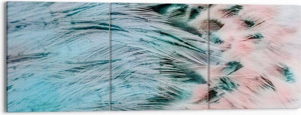 Bild auf Leinwand - Leinwandbild - Federn Federn Vogel - 150x50cm - Wand Bild - Wanddeko - Leinwanddruck - Bilder - Kunstdruck - Wanddekoration - L...
