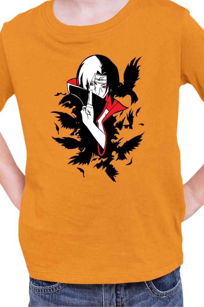 Kinder T-Shirt Naruto Itachi Crows, 5-6 Jahr - 116 / Orange