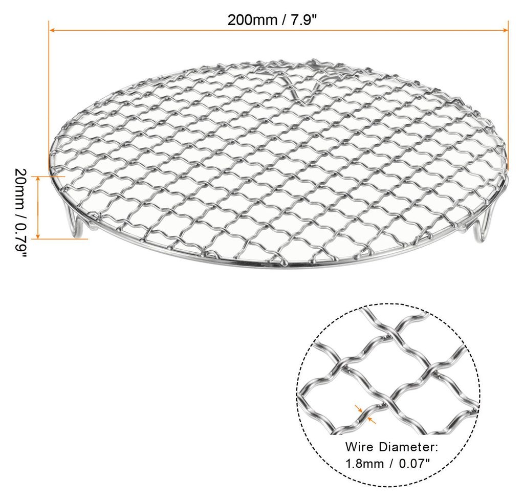 2 Stš¹ck Rund Abkš¹hlgitter Edelstahl 20cm, Unverzichtbares Grillzubeh?r Mit 2cm Fš¹?en, Wellenf?rmiges Gitter, Polierte Oberfl?che, BBQ-Gril...