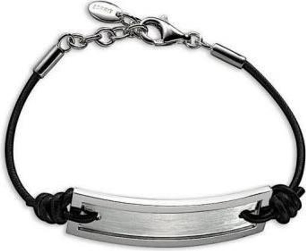 Esprit Armband 925er Sterling-Silber Leder Silber Schwarz 18cm Karabiner 4258231