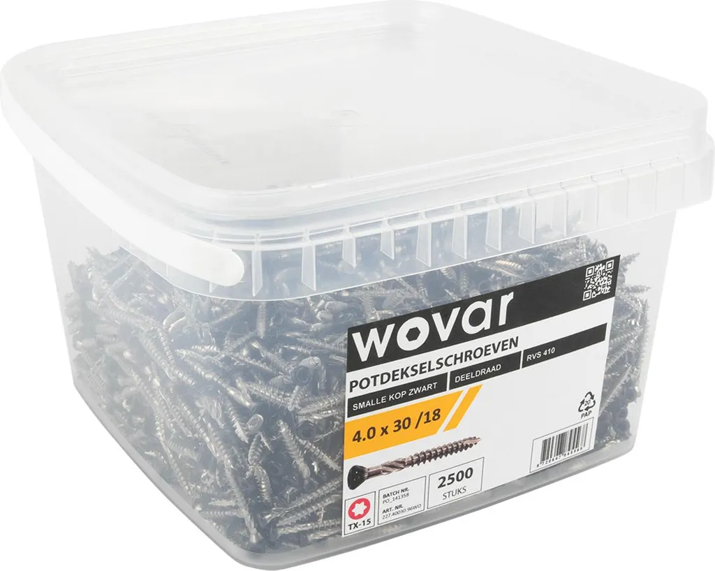 Vis de fixation bois Torx 15 inox 4,0 x 30 mm noir pour terrasse - 2500 pcs