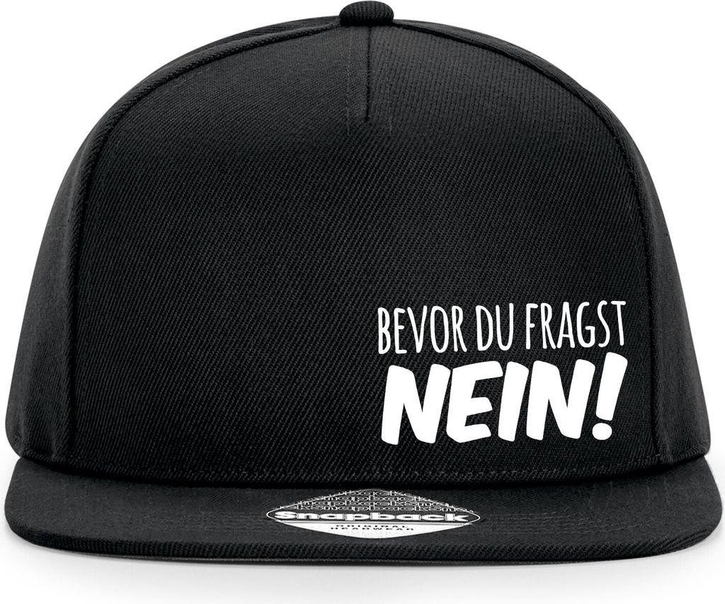 Huuraa Cappy Mütze Bevor du fragst Nein Schriftzug Black Polyester Snapback Kappe Geschenkidee