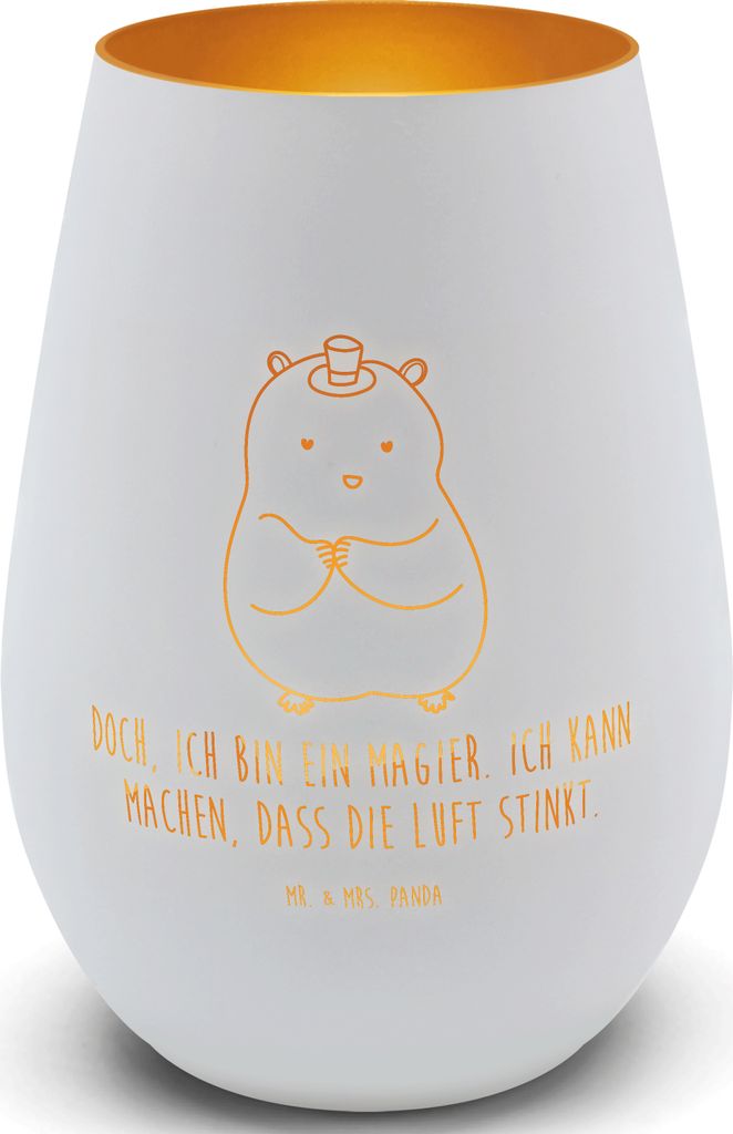 Mr. & Mrs. Panda Laterne Hamster Hut - Weiß - Geschenk, Garten Windlicht, Teelicht, Magier, Zauberer, Lustige Sprüche, Zwerghamster, Zylinder, Te...