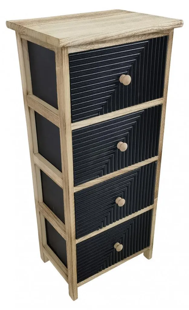 Meuble Artec en bois à 4 tiroirs beige et noir dimensions 34 x 25 x 77 cm