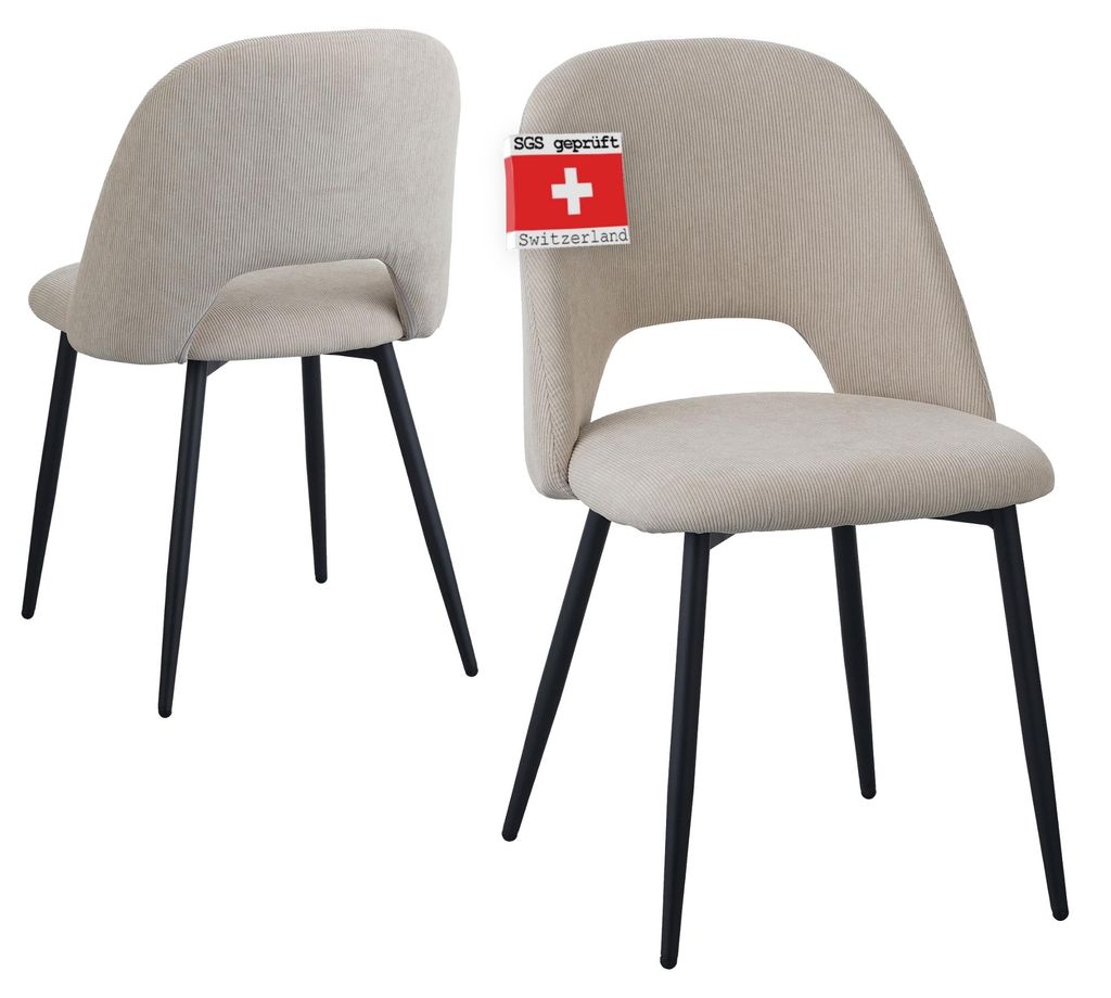 Albatros Esszimmerstühle mit Cord-Bezug 2er Set SILVI, Produktbild 