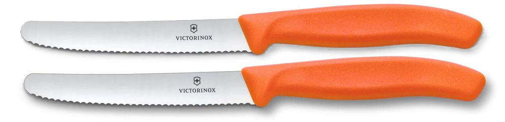 Victorinox Tafelmesser Swiss Classic | 2 Stück | Orange | Swiss Made | scharfe Edelstahlklinge | ideales Frühstücksmesser & Allzweckmesser