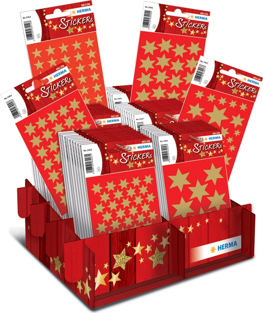HERMA Noël DECOR Étoiles Or autocollants en présentoir de 60 paquets