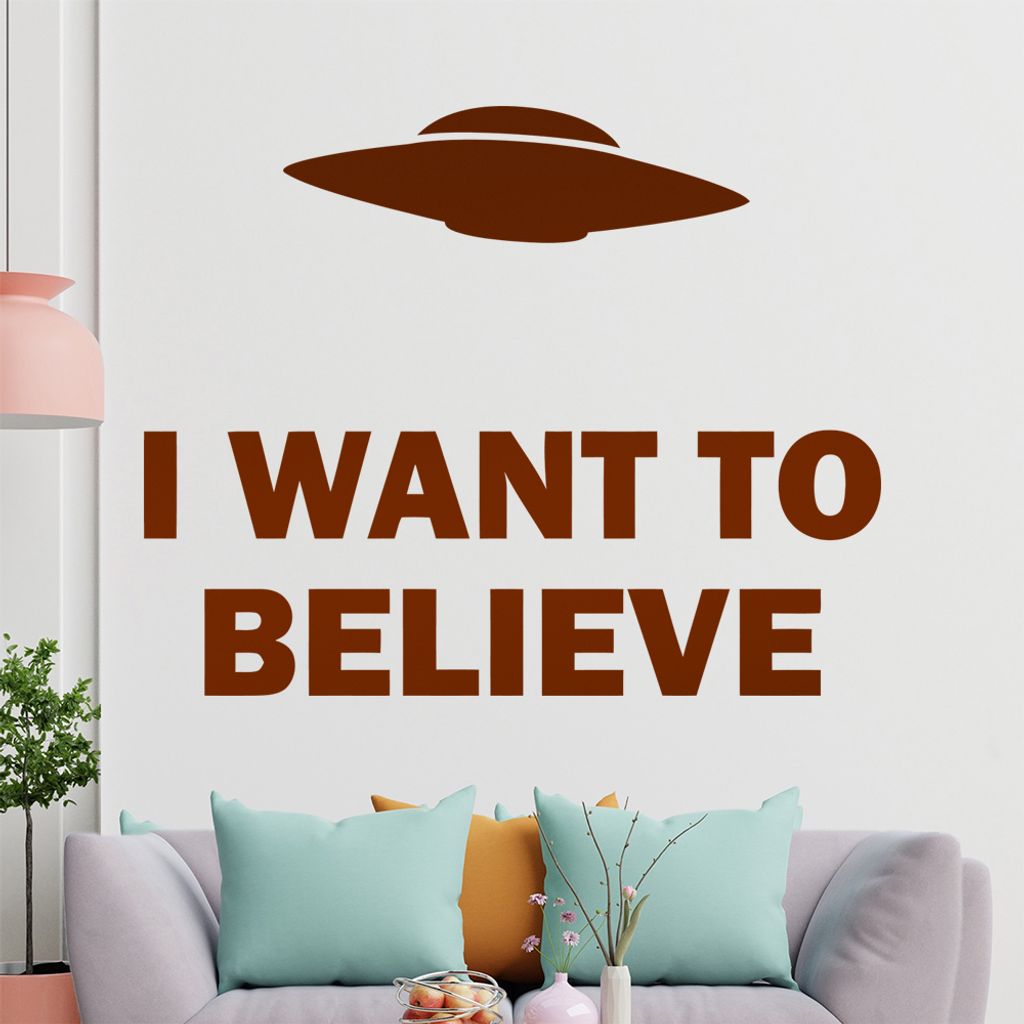 hauptsachebeklebt KIWISTAR I Want to Belive - Aliens Außerirdische Flugscheiben Angriff Wandtattoo in 6 Größen - Wandaufkleber Wall Sticker - De...