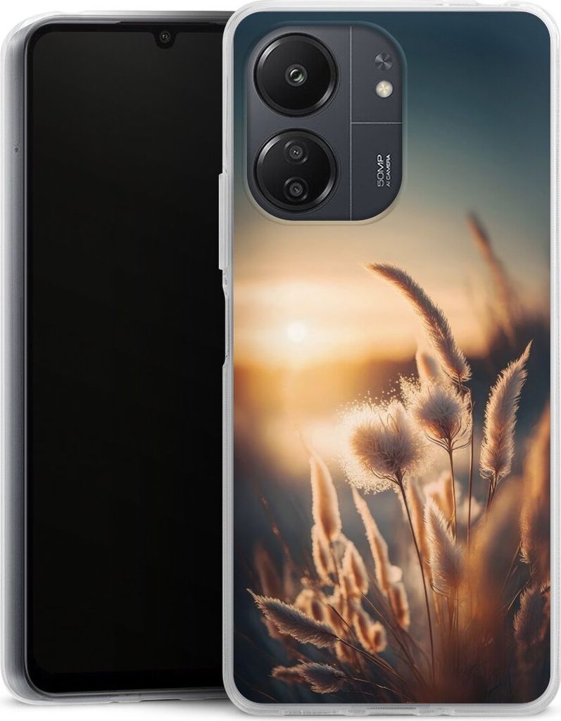 DeinDesign Handyhülle für Xiaomi Redmi 13C 4G Silikon Hülle Case Smartphone Schutzhülle Natur Sonne Pampasgras