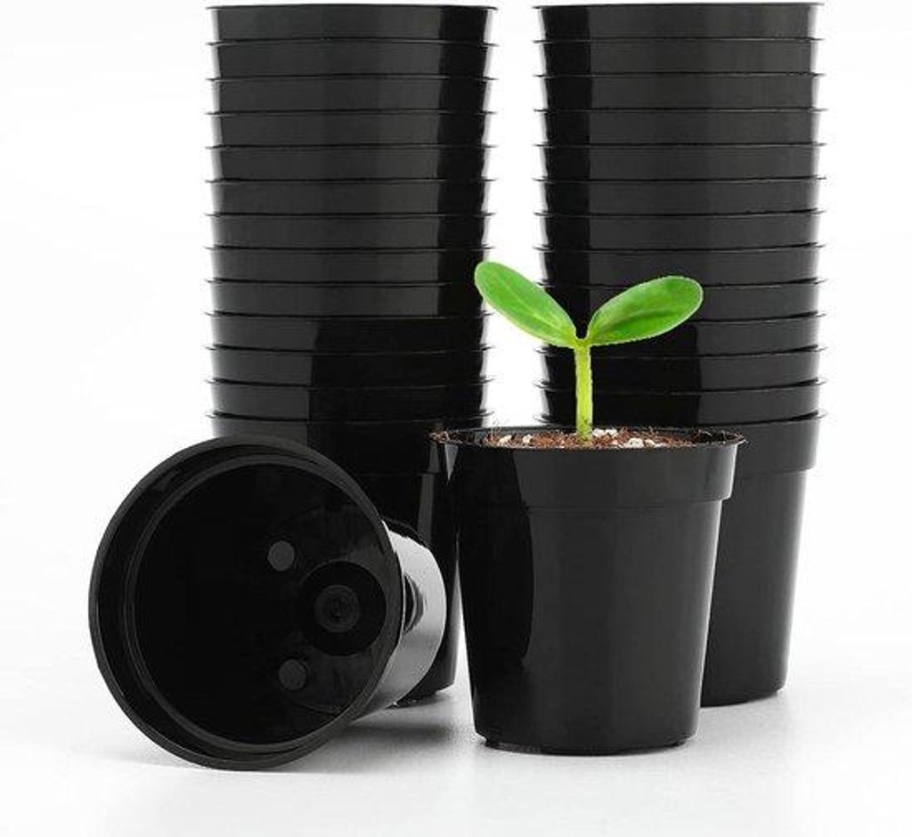 Kleine schwarze Pflanzentöpfe 5,4 cm runde Samenbehälter