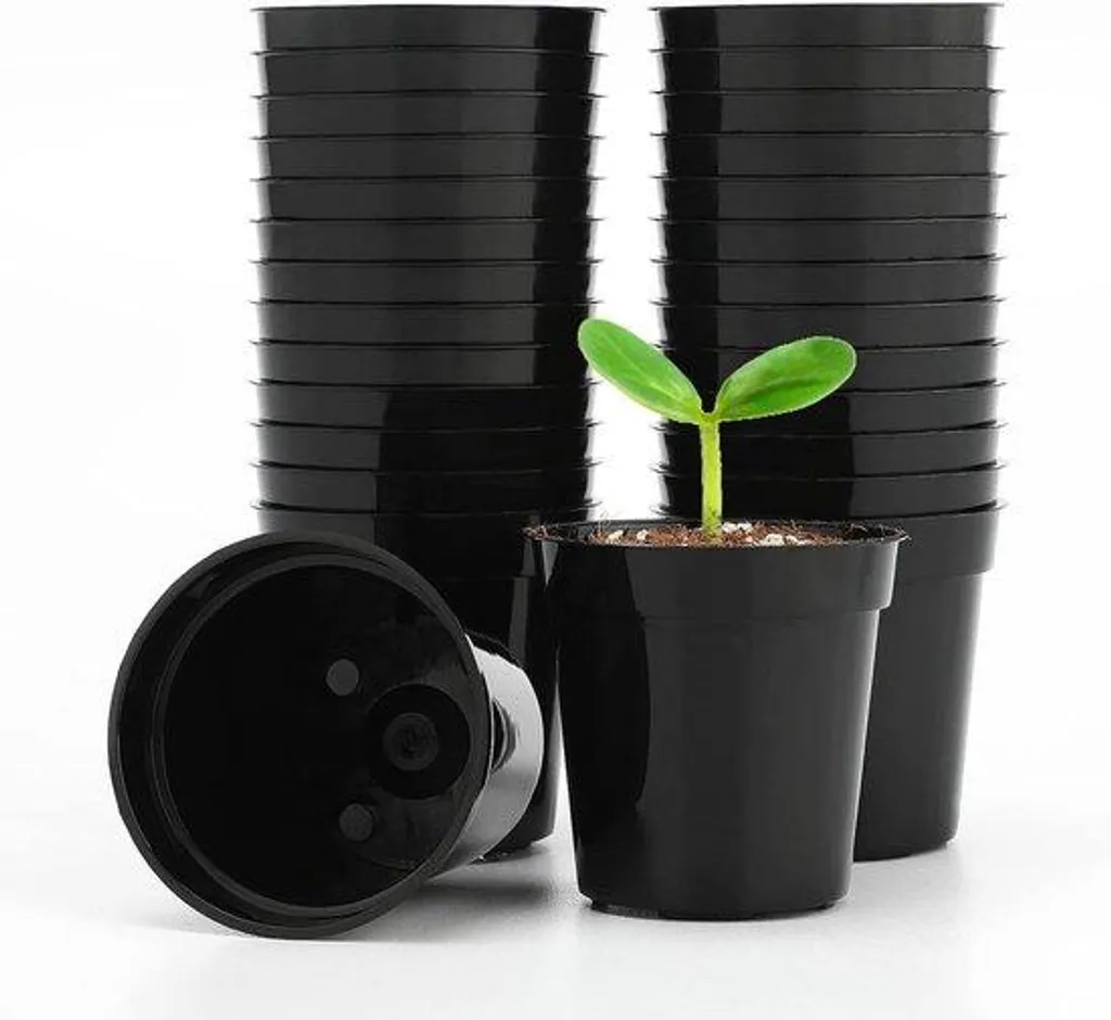 Lot de 100 petits pots de fleurs noirs 5,4 cm pour semis et bouturage