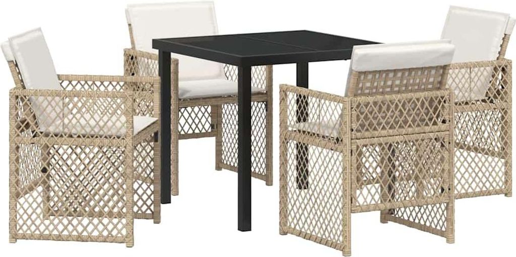 Garten Essgruppe 5 pcs Beige Poly-Rattan