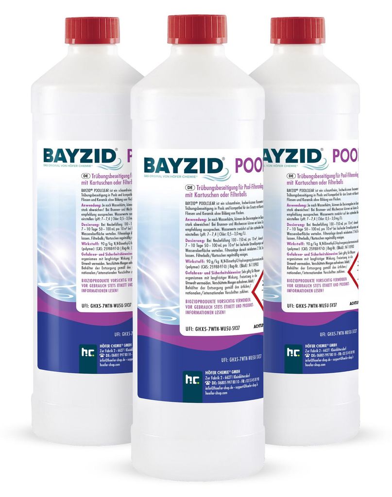 3x1 L BAYZID® Poolclear Trübungsbeseitigung für Pool-Filter Produktbild 