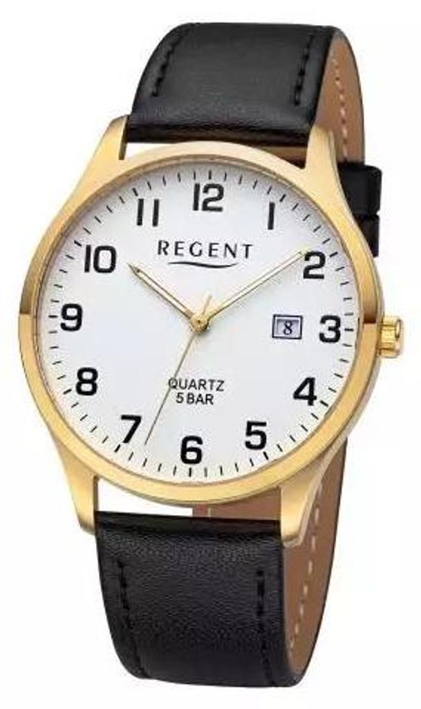 Regent Herren Uhr Lederarmband Leder Armbanduhr Analog schwarz URF1417