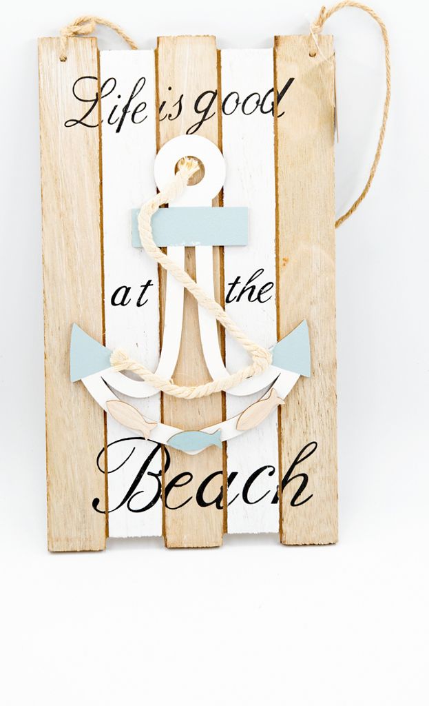 Türschild Anker Holz Life is good at the Beach Maritim Landhausstil