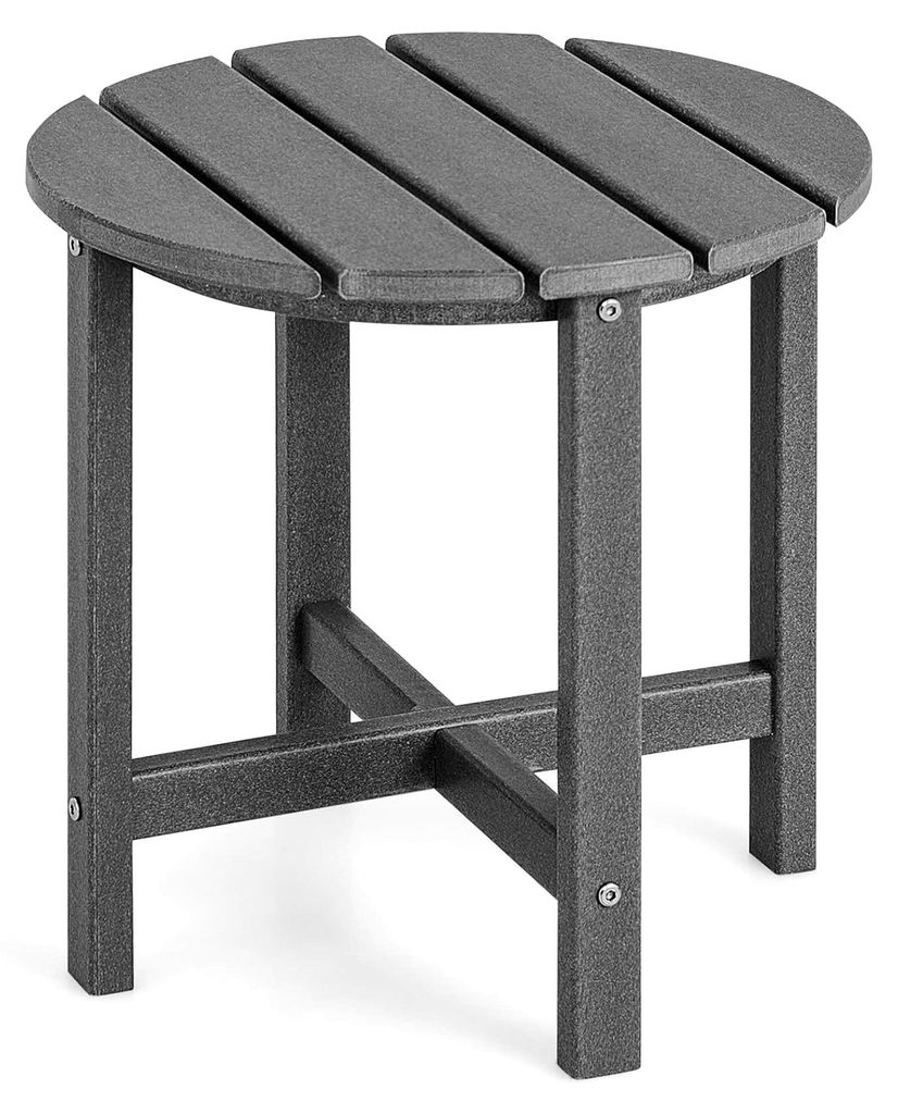 Beistelltisch aus UV-beständigem Kunststoff, wetterfester Balkontisch für Terrasse, Balkon, Garten, 46 x 46 x 46 cm, Grau