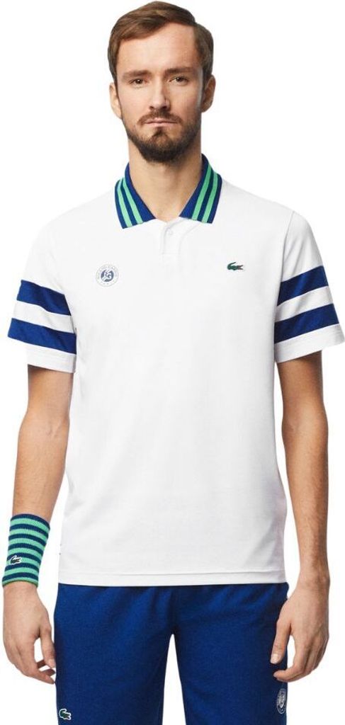 Lacoste Polo Shirt HP Roland Garros Edition DaniiL Medvedev Sport Polo 03 Herren Weiß Blau