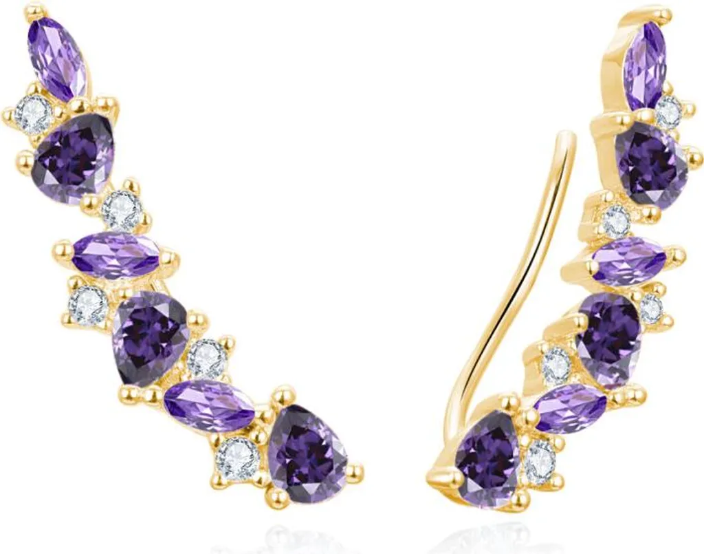 Regalo Donna: Orecchini con Zirconi Viola e Oro AGUP3299F-GOLD
