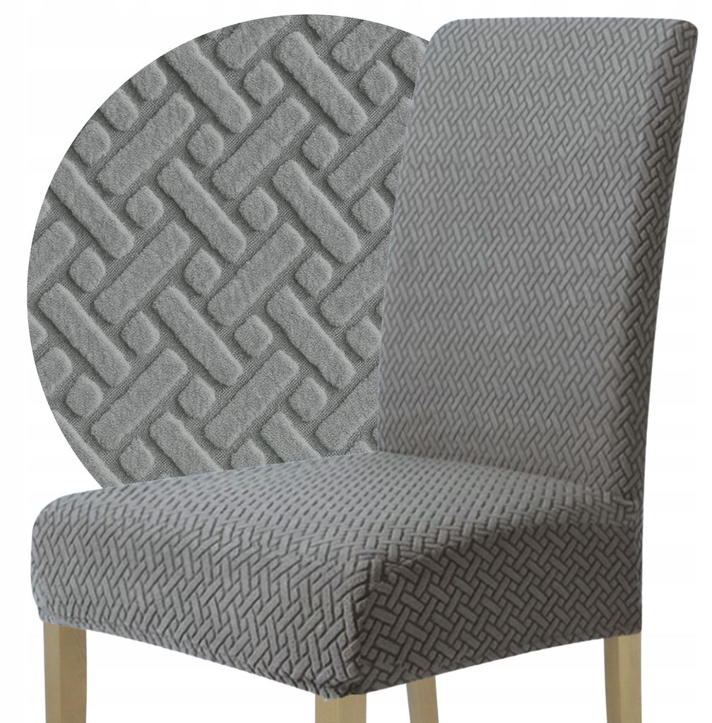 Stuhlhusse - Grau Jacquard - Universeller Stuhlbezug - Produktbild 