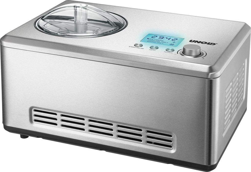 Unold 48876 Eismaschine Nobile, Edelstahl, 2 Liter, vollautomatischer selbstkühlender Kompressor, LCD-Display